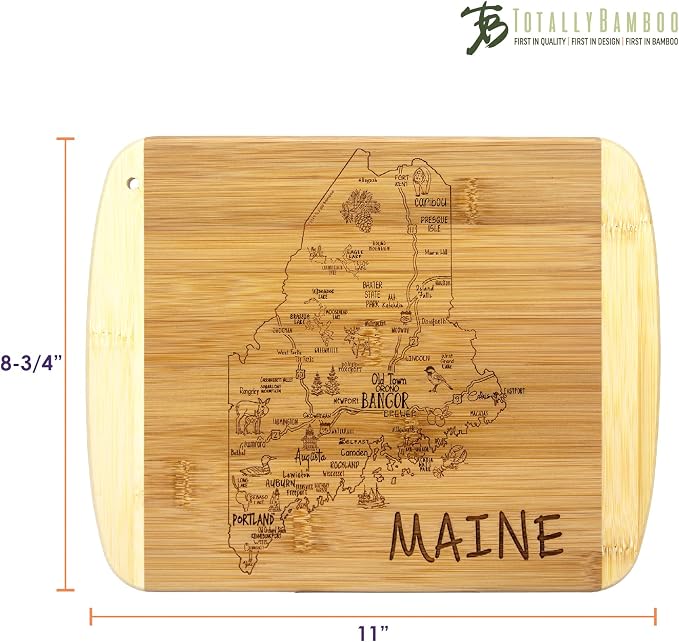 Totally Bamboo A Slice of Life Maine State Serving and Cutting Board, 11" x 8.75"