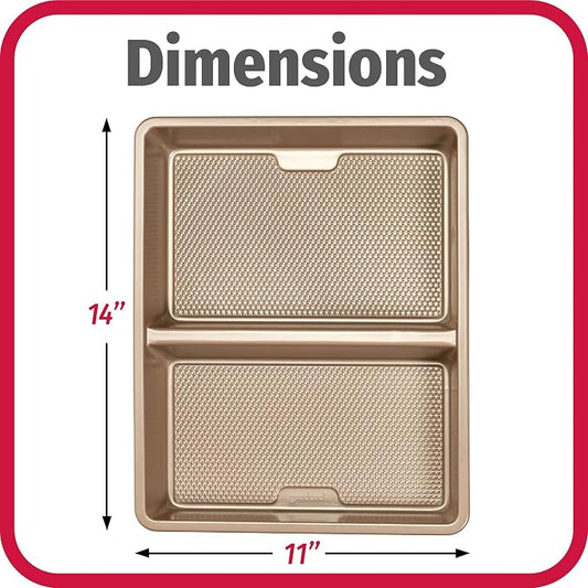 GoodCook 11” x 14” Nonstick Divided Oblong Pan – 2-in-1 Textured Cooking Pan, Baking Dish, Scratch-Resistant Carbon Steel Oven Pan for Meal Prepping & Sheet Pan Dinners
