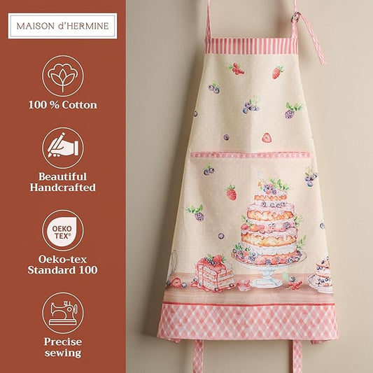 Maison d' Hermine 100% Cotton Apron for women with Pocket Kitchen Chef Apron for Men Cooking Spring Summer