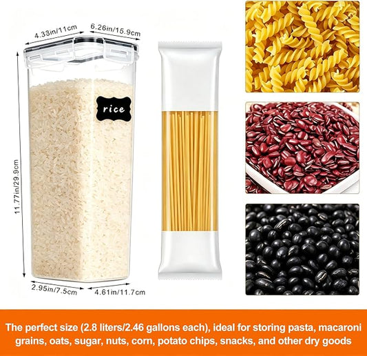2.8L Airtight Food Storage Containers Set - Cereal Storage Containers for Kitchen Storage & Organisation with Lids & BPA Free Pantry Storage Containers Organiser(4 Pack)