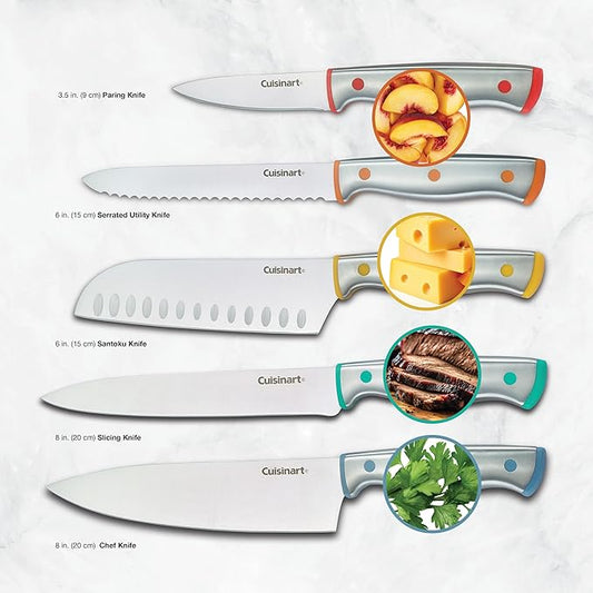 Cuisinart C77CR-10P 10pc Stainless Steel ColorCore™ Color Rivet Set with Blade Guards