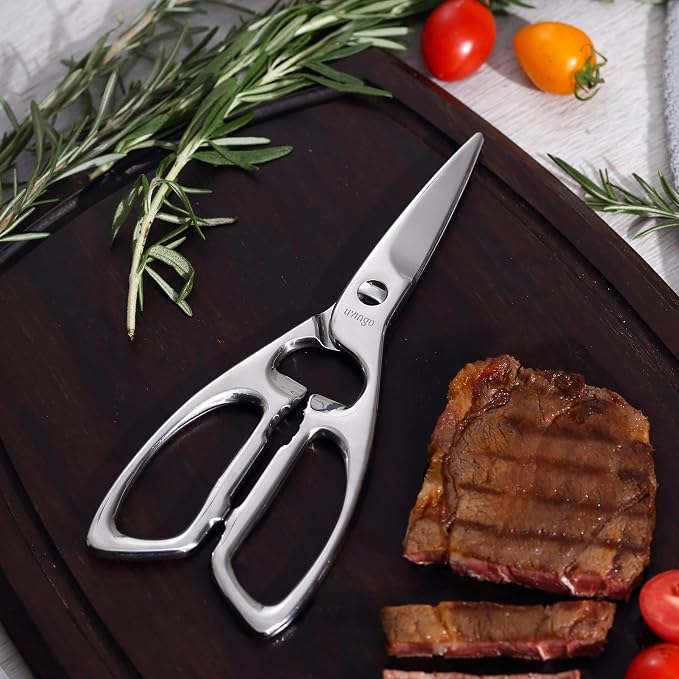 LIVINGO Heavy Duty Kitchen Scissors - Multi-function Dishwasher Safe Stainless Steel Forged Come Apart Utility Shears All Purpose for Cutting Food, Meat, Poultry, Vegetable, Nutcracker