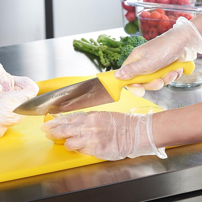 CURTA 6-inch Commercial-Grade Chef's Knife, NSF Listed, Ergonomic, Non-slip Yellow Handle, High Carbon 420 Stainless Steel Forged Blade Straight Edge, Dishwasher Safe, Rust Proof