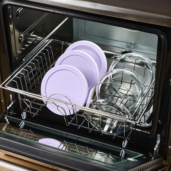12-Piece Glass Food Storage Containers Set (6 Containers + 6 BPA-Free Lids) | 4-Cup, Leakproof | Microwave, Freezer, Oven & Dishwasher Safe | Ideal for Meal Prep & Pantry Organization, Purple