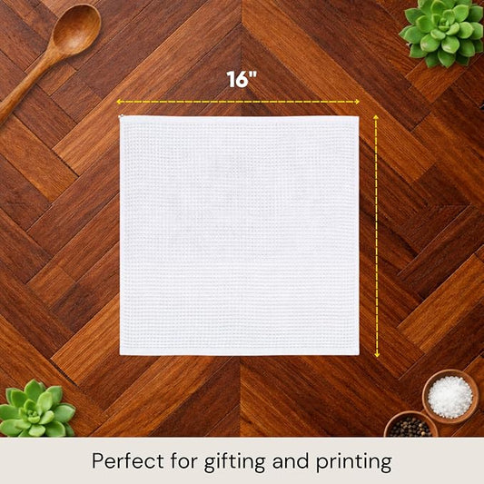 Microfiber Wholesale Sublimation Blanks Towels 16x16 - Premium Waffle Weave Microfiber Towels for Kitchen - Polyester Blanks for Kitchen or Craft Use - Bulk Pack of 198
