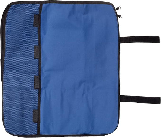 Ergo Chef 8 Pocket Roll Bag for Chef Knives, 1 Large Mesh Pocket for Kitchen Utensils (Blue) with 5pc (Multi-Color) Knife Edge Guards & Shoulder Strap