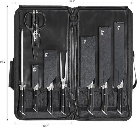 Cangshan HELENA Series German Steel Forged BBQ Knife Set (Black, 9-Piece Bag Set)