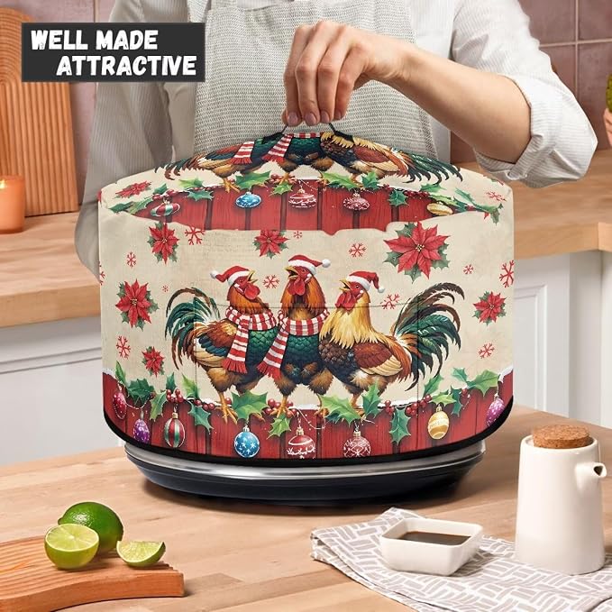 Christmas Slow Cooker Dust Cover with Pocket 6-8 qt Crock for Pot Keep Small Kitchen Appliance Clean Kitchen Home Accessories Decor Cover