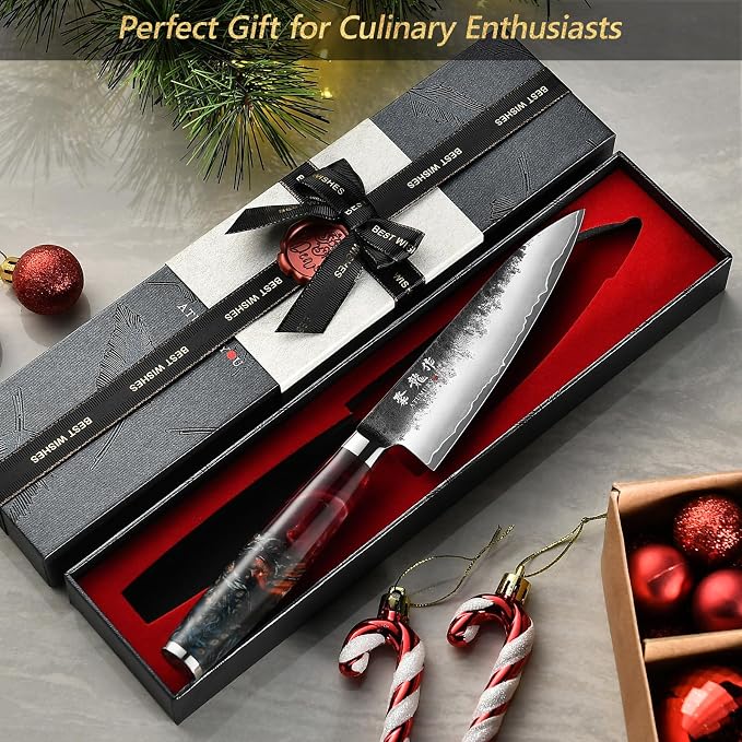 5.5" Japanese Utility Knife, Professional Hand Forged VG10 Core Chef Knife, Ultra Sharp Paring Knives with Ergonomic Handle, Multipurpose Petty Knife with Gift Box, Perfect Gifts for Men and Women