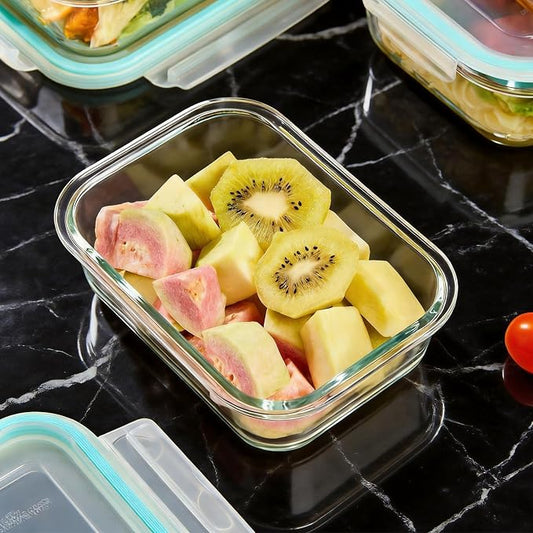 Liuruiyu Glass Food Storage Containers with Lids, 8 Pack Meal Prep Containers, Airtight Bento Boxes with Leak Proof Locking for Microwave, Oven, Freezer and Dishwasher, BPA Free(5oz to 36oz)