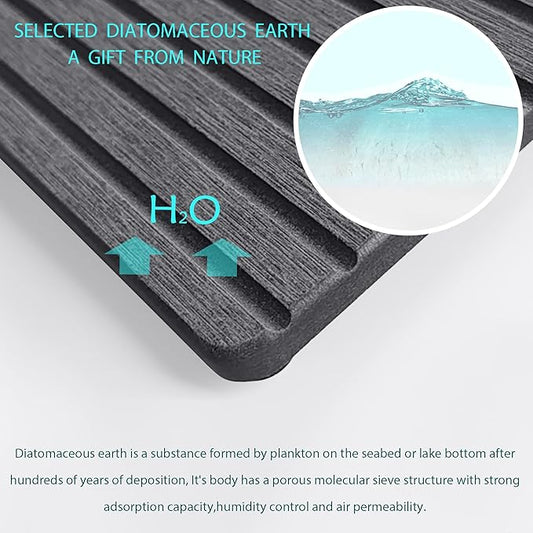 NiuYichee 2 PCS Water Absorbent diatomite Coasters, 10.2" x 4" Water Absorbing Stone Tray for Sink, Stone Drying mat for Kitchen Counter, Stone soap Tray Used for Hand Soaps & toiletries & Plants