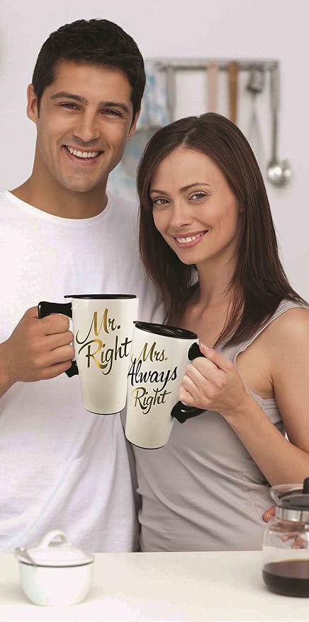 Spoontiques Owls Ceramic Travel Coffee Mug with Lid and Handle - Spill Proof Lid - Double Walled Mug for Hot and Cold Beverages - Microwave and Dishwasher Safe