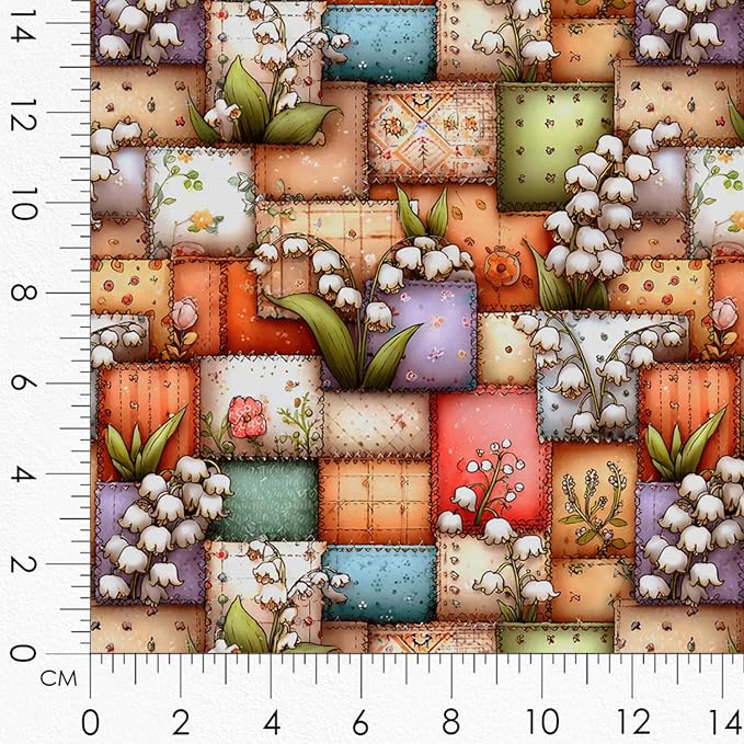 Patchwork Forest Girl Cotton Fabric Panel – Six 10×10 inch Designs + Bonus 29.5×19.6 inch Patchwork Sheet, 100% Turkish Cotton 140 GSM
