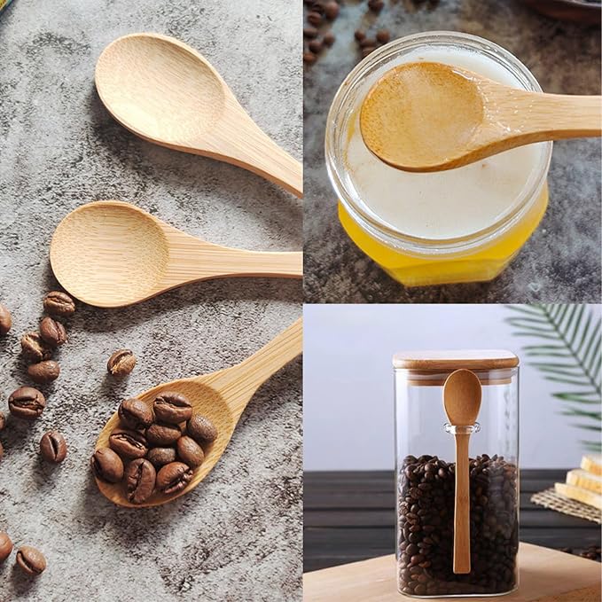 8 Pcs Small Wooden Spoons,3.5 Inch Mini Handmade Bulk Nature Tiny Spoons Little Wooden Teaspoons for Jars Sugar Creamer Honey Spices Salt Kitchen Supplies