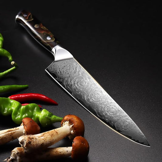 Damascus Kitchen Knife Set,3PCS Japanese Knife,High Carbon Steel Core, Ergonomic Resin Handle,Holiday Gifts,New Home Essentials, Apartment Essentials, Dishwasher Safe