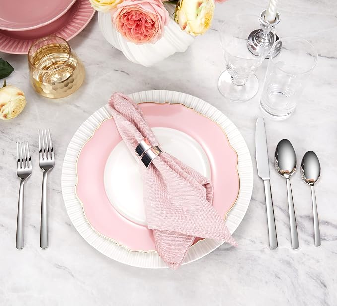 KEAWELL Premium Aline Silverware Set, 45-Piece Mirror-Polished 18/10 Stainless Steel Flatware, Dishwasher Safe for Refined Dining and Entertaining (45, Silver)
