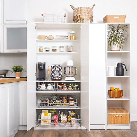 HOLDN’ STORAGE Pull Out Cabinet Organizer, Slide Out Drawer for Kitchen Cabinets & Pantry, Roll Out Shelf for Pots, Pans & Under Sink Storage, Heavy-Duty Full-Extension, 17"W x 21"D x 5"H