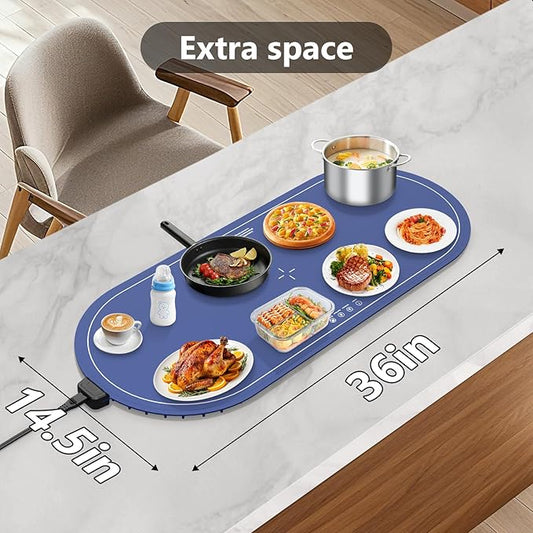 Warming Mat for Food Extra Large,36"x15" Food Warming Mats for Countertops, Parties, and Daily Use with Timer and 3 Temperature Levels