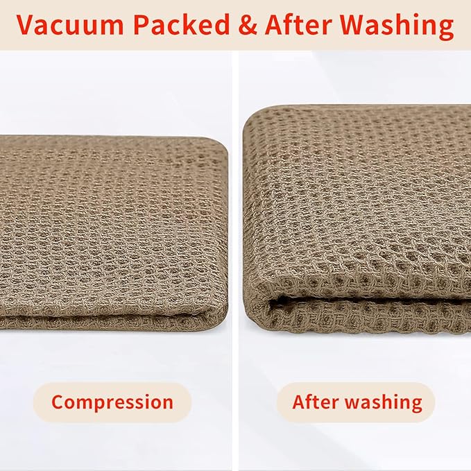 Homaxy 100% Cotton Waffle Weave Kitchen Dish Cloths, Ultra Soft Absorbent Quick Drying Dish Towels, 12 x 12 Inches, 24-Pack, Tan
