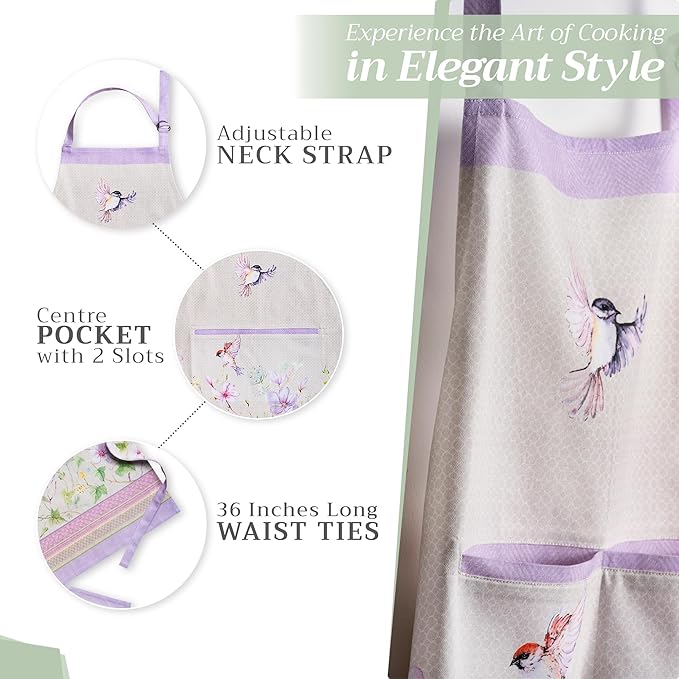 Maison d' Hermine 100% Cotton Apron for women with Pocket Kitchen Chef Apron for Men Cooking Spring Summer