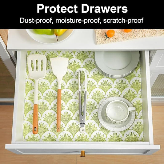 Cooyes Shelf Liners for Kitchen Cabinets, Refrigerator Liners Waterproof & Oil-Proof Kitchen Cupboard Liner Drawer Mats EVA Material Non Adhesive Fridge Liner for Shelves๏ผ17.5" W x 360" L๏ผ