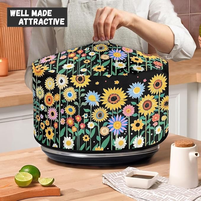 Sunflower Daisy Slow Cooker Cover for Pot Dust Cover Fits for Most 6-8 Quart Oval Slow Cooker Dustproof Small Appliance Accessories Decor