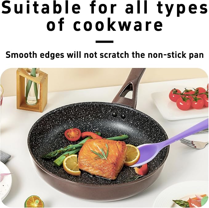 4Pcs Silicone Cooking Spoon, Heat-Resistant Nonstick Silicone Spoon for Stirring, Mixing, Cooking, Baking and Daily Use(Purple)