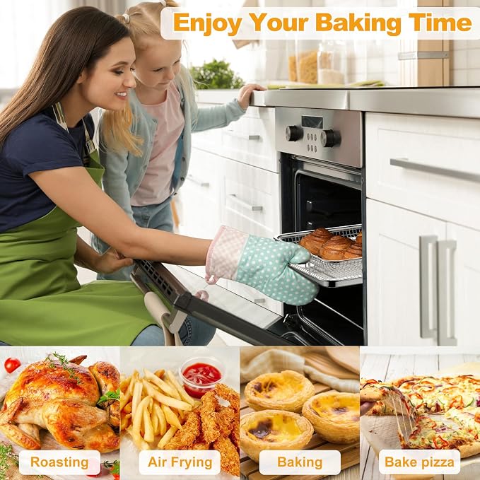 Air Fryer Basket for Oven 12.8"x9.6", 2 Pack Large Air Fryer Basket and Tray Stainless Steel Oven Air Fryer Accessories Pan Rack for Cooking Baking and Broiling