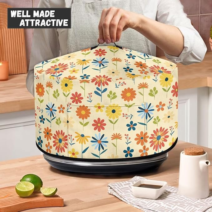 Colorful Floral Slow Cooker Cover Protection Crock for Pot Dust Cover Fits for Most 6-8 Quart Slow Cooker Dustproof Small Appliance Accessories Decor