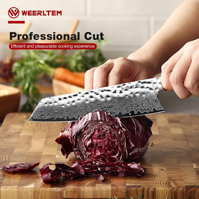 Kiritsuke Chef Knife 8 Inch, Hand-forged 67-Layer VG10 High Carbon Steel Japanese Damascus Chef Knife, Ultra Sharp Hammered Damascus Chef Knife with Octagonal Ebony Handle & Gift Box