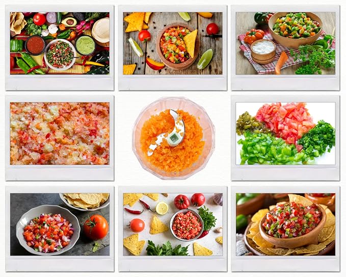 Brieftons Express Manual Food Chopper: 2-Cup, Hand Chopper Vegetable Cutter to Chop Veggies, Fruits, Herbs, Garlic Onion Chopper for Salsa, Salad, Pesto, Hummus, Guacamole, Coleslaw, Indian Cooking