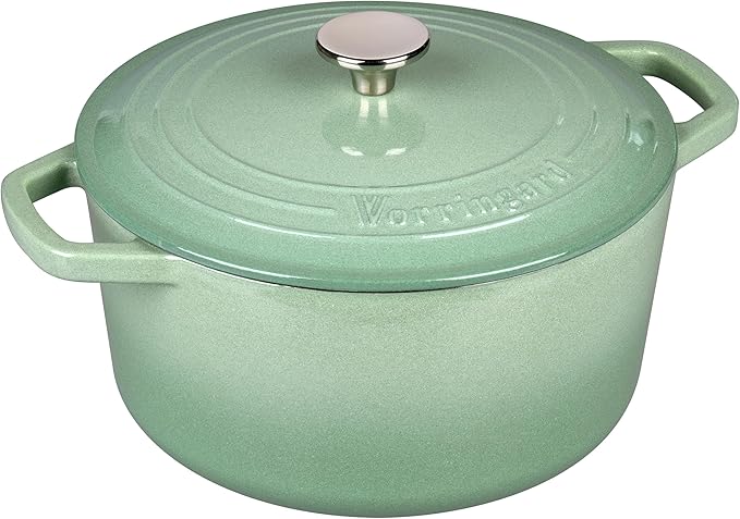 VORRINGARD Enameled Cast Iron Dutch Oven Pot with Lid, for Bread Baking, Round Bread Oven- include Sourdough Bread Baking Supplies set, 4.5QT, Sage Green