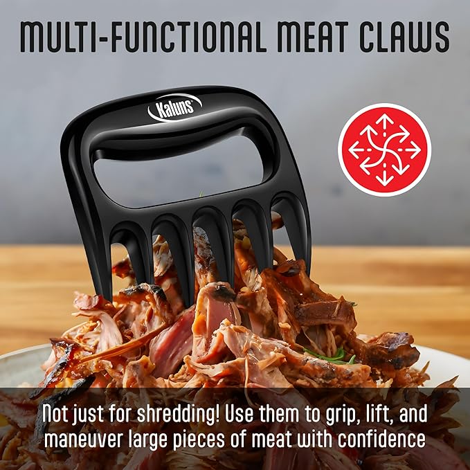 Kaluns Meat Claws, Best Meat and Pulled Pork Shredder - Easily Lift, Handle, Pull, Cut, and Shred Meat - Ultra-Sharp Plastic Blades - Heat Resistant, BPA free, Dishwasher Safe (Black)