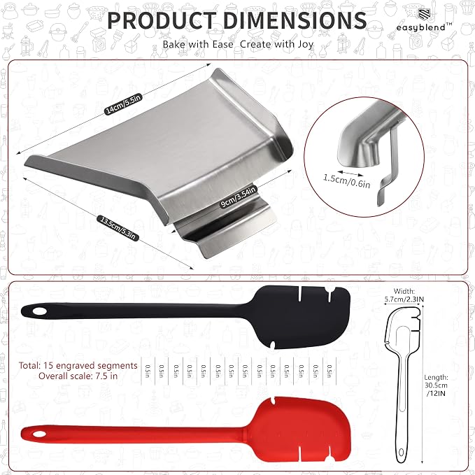 Pouring Chute for KitchenAid Mixer & Flour Funnel for Kitchen Aid Mixer – Silicone Spatula – Accessories & Attachments for 4.5-7Qt Tilt-Head Stand Mixers, 3-Piece w/ 2 Spatulas