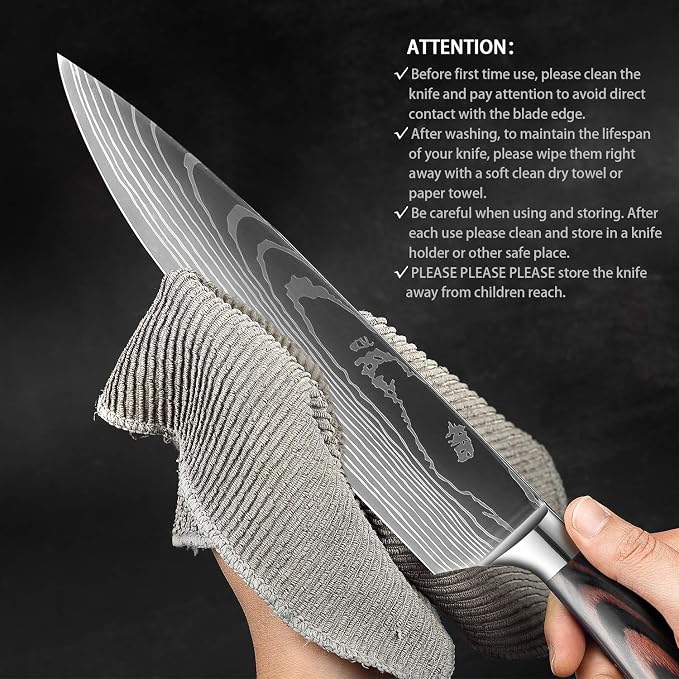 XITUO 10-Piece High Carbon Stainless Steel Knife Set, Laser-Etched Ultra Sharp Blade Kitchen Knives with Ergonomic Pakkawood Handle, Gift Box for Home Chef