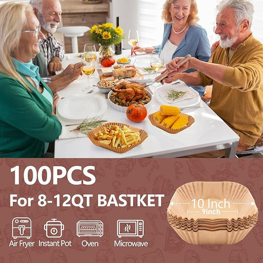 UBeesize XL10 Inch Disposable Air Fryer Liners 100 Pack Parchment Paper