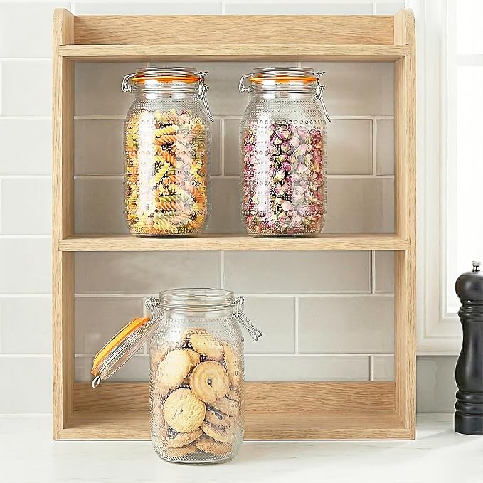 WACOI 64 Oz Glass Mason Jars with Airtight Lids3 Pack, Half Gallon Wide Mouth Canning Jars with Clip Top Lids for Kitchen Storage Pickling Salad Jams Coffee Beans