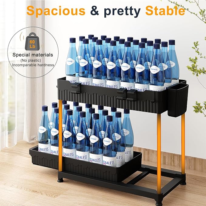 Sevenblue 3 Pack Under Sink Organizers,2-Tier Multi-Use Kitchen and Bathroom Organizers and Storage with Sliding Drawers,Bathroom Cabinet Organizer (Black, 14.8 Inch)