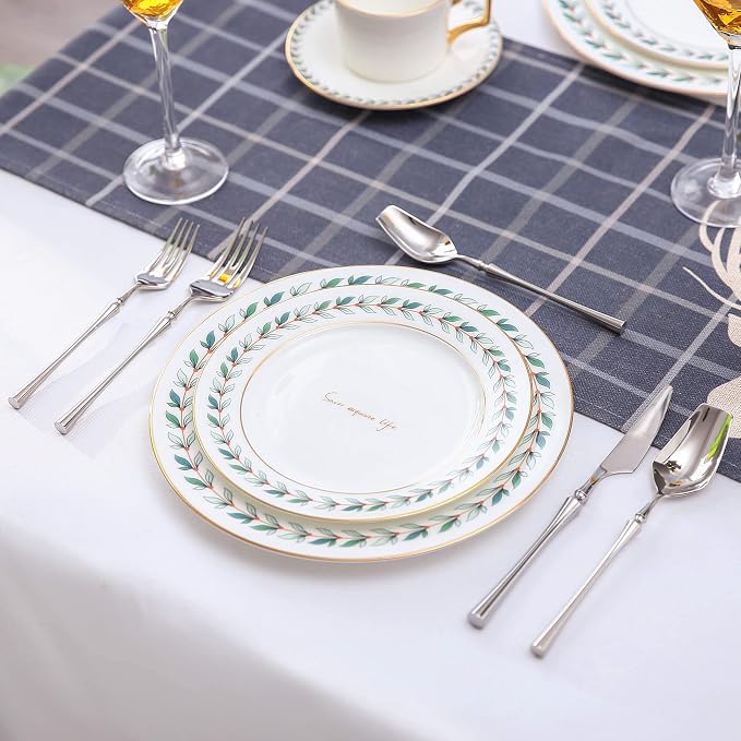 Lemeya 20-Piece Silverware Set for 4,Modern 18/10 Stainless Steel Flatware Set,Unique Rustic Cutlery Utensils Set,Spoon and Fork Set for Home, Restaurant,Wedding,Mirror Polished,Dishwasher Safe