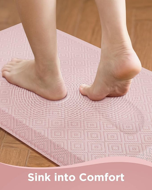 Ophanie Kitchen mats for Floor, 3/4 inch Thick, Kitchen Rugs, 20''x39'' Anti Fatigue Standing Cushioned Mat, Waterproof,Comfort Ergonomic mat for Office, Home, Sink, Pink Non-Slip Bottom