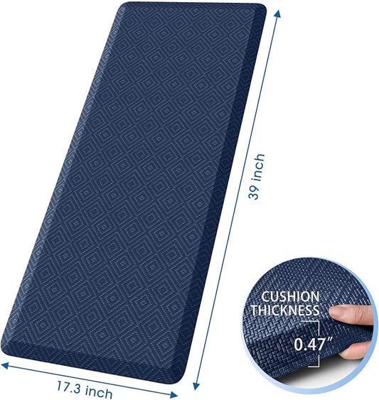 Mattitude Kitchen Mat Cushioned Anti-Fatigue Floor Mat Water Resistant Non-Slip Mats and Rugs Standing and Comfort Desk Mats for House Sink Office Laundry (Blue, 17.3"x39")