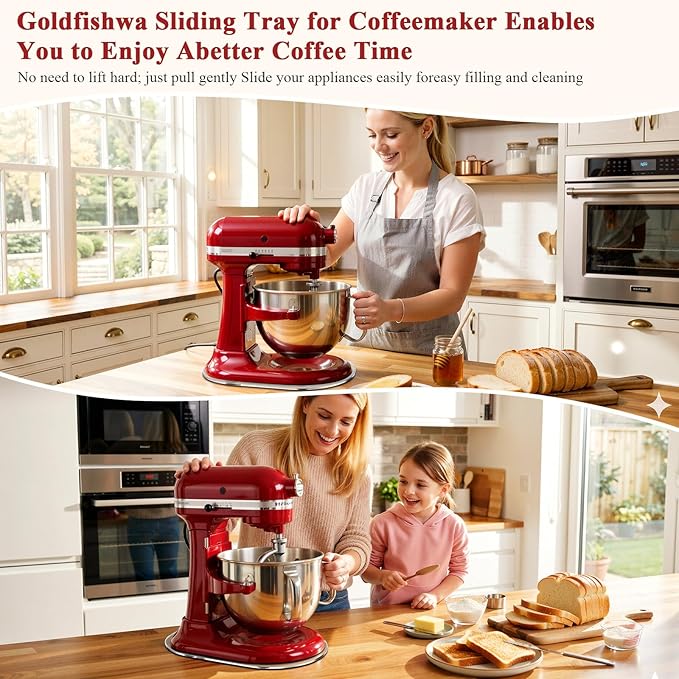 Mixer Mat Slider Compatible with KitchenAid 5-8 Qt Bowl-Lift Mixer - Thickened Acrylic Appliance Sliding Tray Kitchen Countertop Storage Mover Caddy for Kitchen Aid Professional Stand Mixer, Clear
