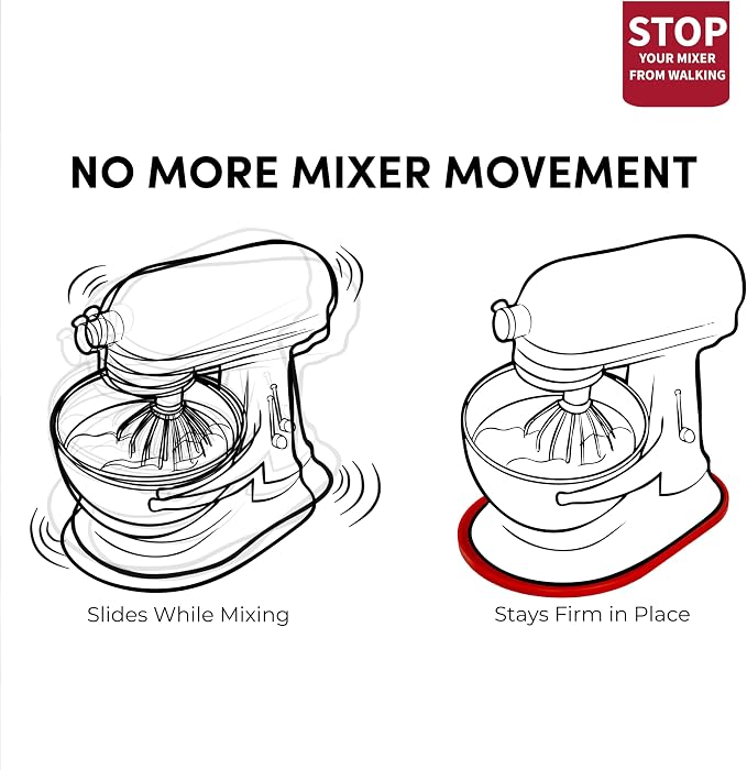 Baker's Buddy Anti-Slip Stand Mixer Mat for KitchenAid Select Bowl-Lift 5–8 Qt Mixers – Silicone Base Pad for Heavy Dough Kneading, Reduces Walking, Vibration & Noise, Black