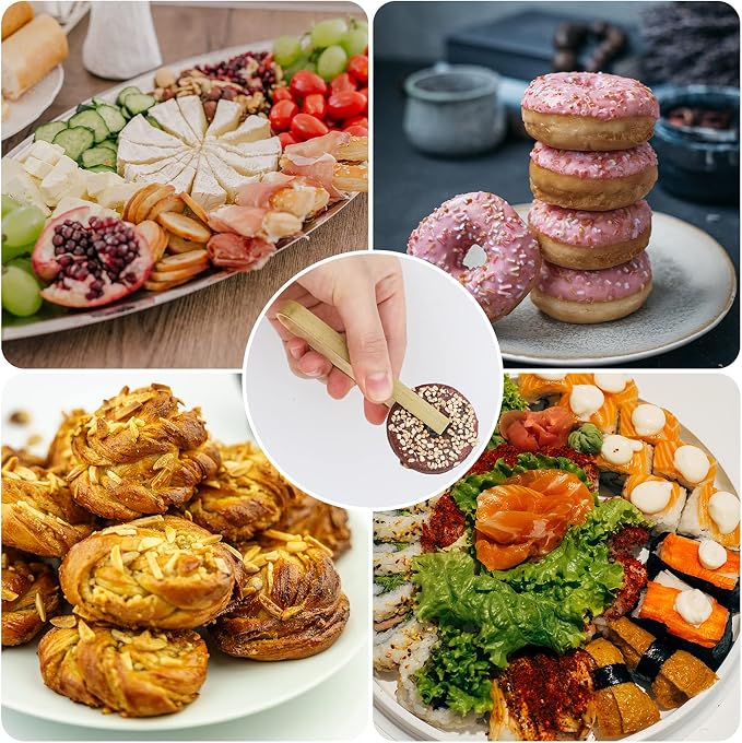 Luter 20pcs Wooden Disposable Cooking Utensils Mini Wooden Tongs Natural Toast Tongs for Charcuterie Cooking