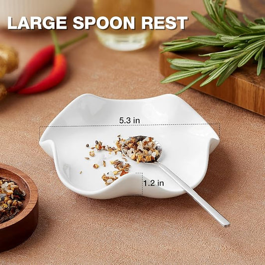 Mfacoy Spoon Rest for Stove Top, 5.3 Inch Ceramic Spoon Holder for Kitchen Counter, Coffee Spoon Holder, Cooking Utensil Rest for Spoons, Ladles, Tong, Heat-Resistant Spoon Rest, Housewarming Gifts