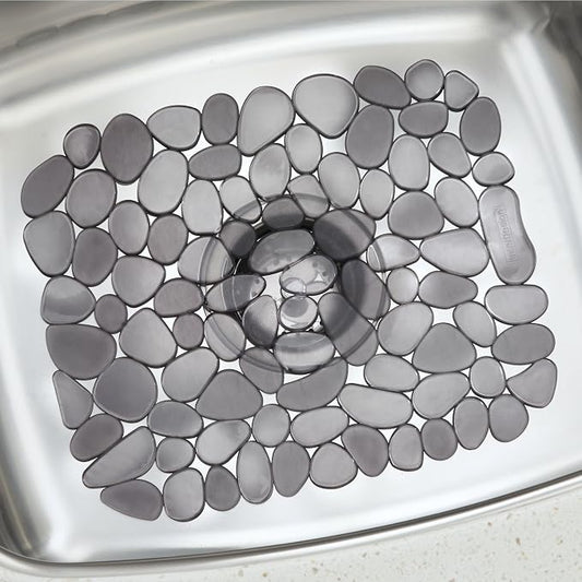 iDesign Pebblz Kitchen Sink Protector Mat - Pack of 2, Graphite