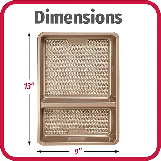 GoodCook 9x13-Inch Nonstick Divided Baking Pan – 2-in-1 Textured Oblong Scratch-Resistant Carbon Steel for Meal Prepping & Sheet-Pan Dinners