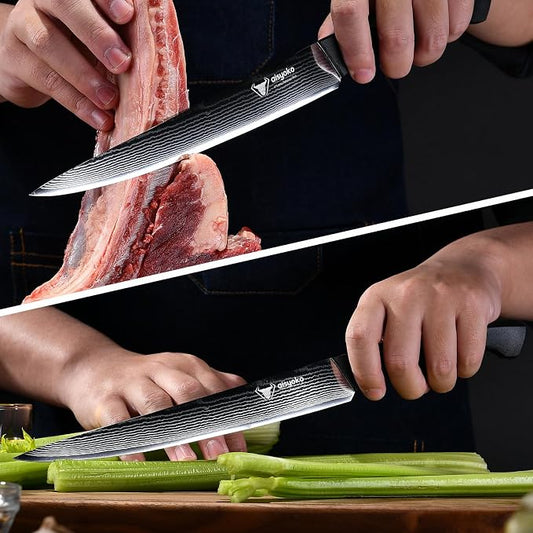 aisyoko Slicing Knife 9", Long, Thin Blade, Allows for Cleaner Cuts to Preserve Juices and Flavor, Cutluxe Meat Carving Knife – Turkey Carving Knife,All Tang non-slip handle design,Premium Gift Box