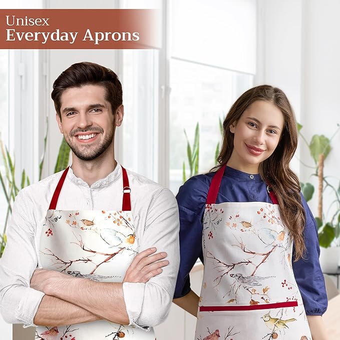 Maison d' Hermine 100% Cotton Apron for women with Pocket Kitchen Chef Apron for Men Cooking Spring Summer