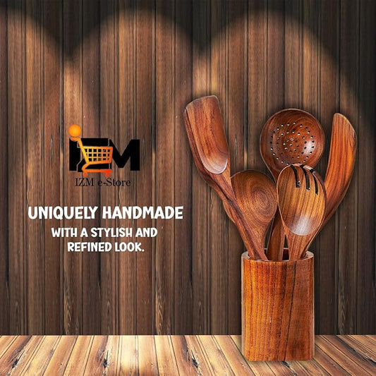 5 Pieces wooden utensil set premium cooking spoons wood cooking utensils teak wooden utensils set wood cooking utensils (5 Pieces set)
